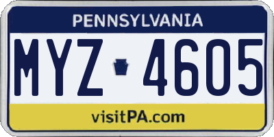 PA license plate MYZ4605