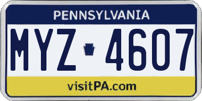 PA license plate MYZ4607