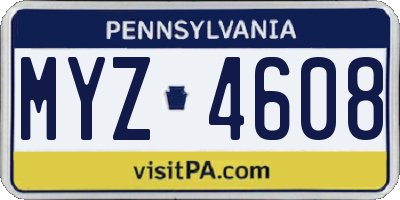 PA license plate MYZ4608