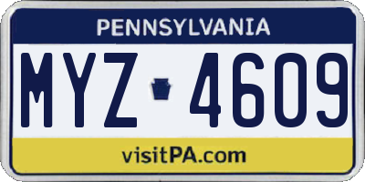 PA license plate MYZ4609
