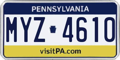 PA license plate MYZ4610