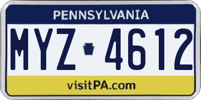 PA license plate MYZ4612