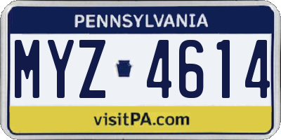 PA license plate MYZ4614