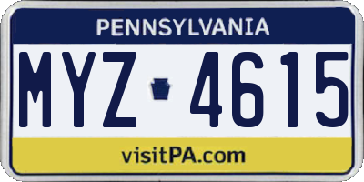 PA license plate MYZ4615