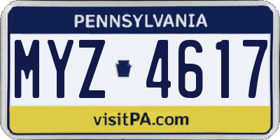 PA license plate MYZ4617