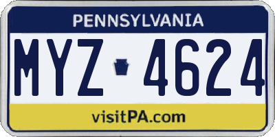 PA license plate MYZ4624