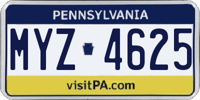 PA license plate MYZ4625