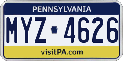 PA license plate MYZ4626
