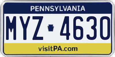 PA license plate MYZ4630