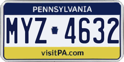 PA license plate MYZ4632