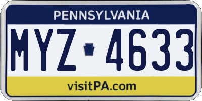 PA license plate MYZ4633