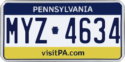 PA license plate MYZ4634