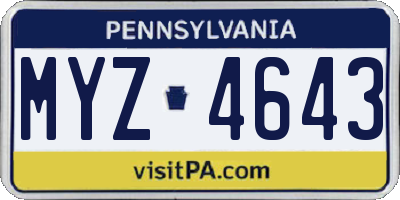 PA license plate MYZ4643