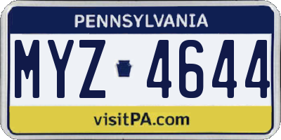 PA license plate MYZ4644