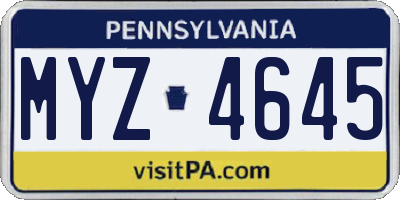 PA license plate MYZ4645