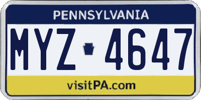 PA license plate MYZ4647