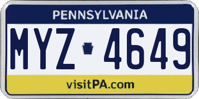 PA license plate MYZ4649