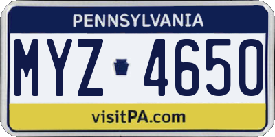 PA license plate MYZ4650