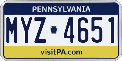 PA license plate MYZ4651