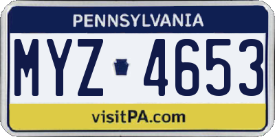 PA license plate MYZ4653