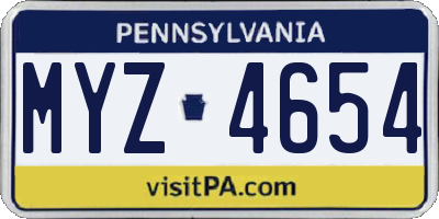 PA license plate MYZ4654