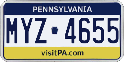 PA license plate MYZ4655