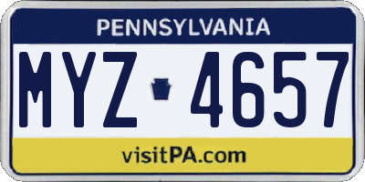 PA license plate MYZ4657