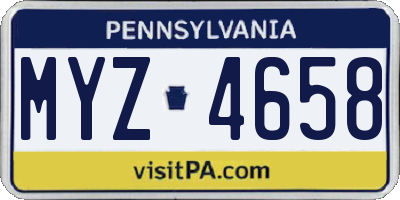 PA license plate MYZ4658