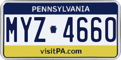 PA license plate MYZ4660