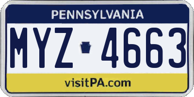 PA license plate MYZ4663