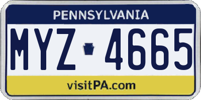 PA license plate MYZ4665