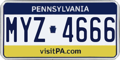 PA license plate MYZ4666