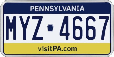 PA license plate MYZ4667