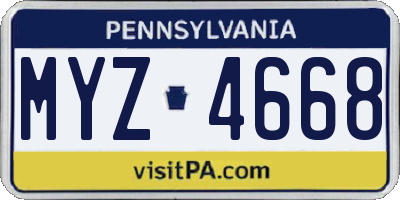 PA license plate MYZ4668