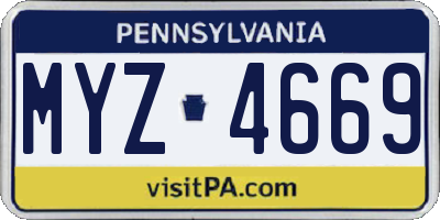 PA license plate MYZ4669