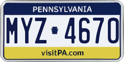 PA license plate MYZ4670
