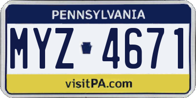 PA license plate MYZ4671