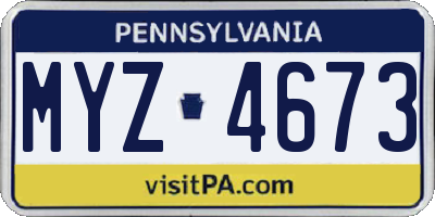 PA license plate MYZ4673