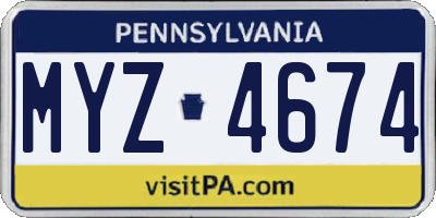 PA license plate MYZ4674