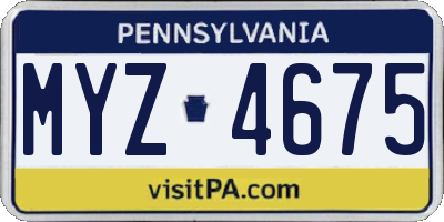 PA license plate MYZ4675