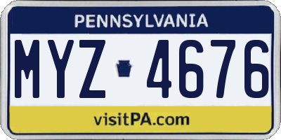 PA license plate MYZ4676