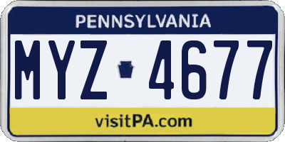 PA license plate MYZ4677