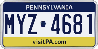 PA license plate MYZ4681