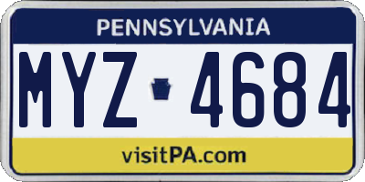 PA license plate MYZ4684