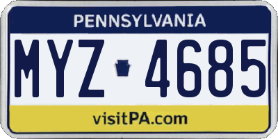 PA license plate MYZ4685