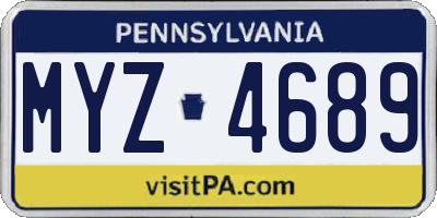 PA license plate MYZ4689