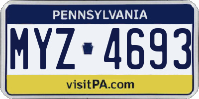 PA license plate MYZ4693