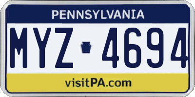 PA license plate MYZ4694