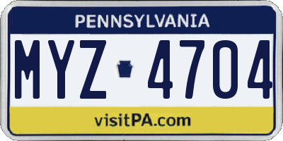 PA license plate MYZ4704