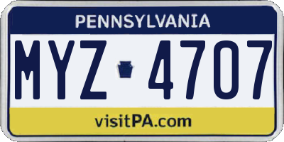 PA license plate MYZ4707